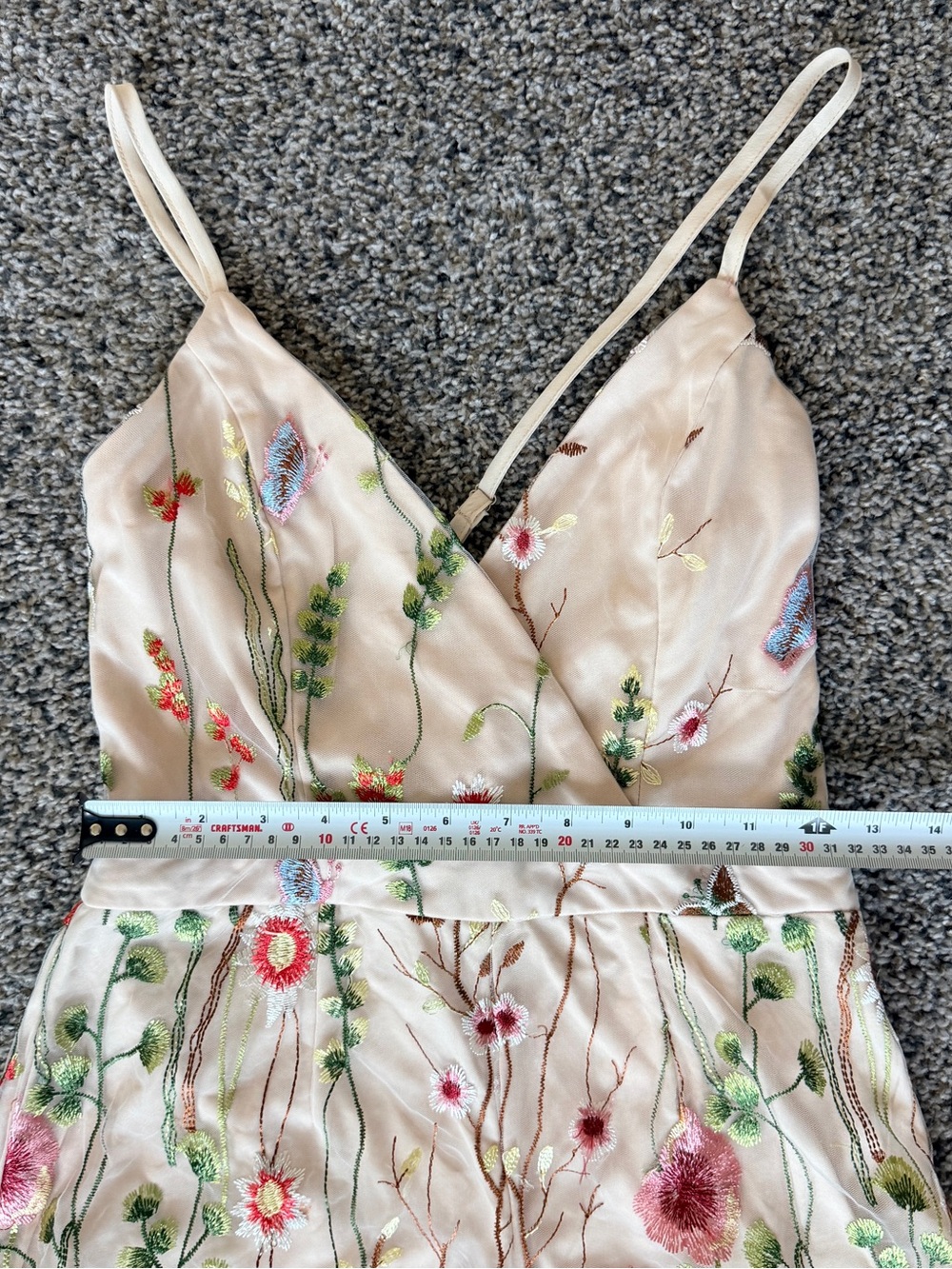 Selfie Leslie Cream Floral Embroidered Satin Romper - Picture 5 of 8
